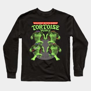 Adolescent Mutated Warrior Tortoise People - Off Brand Knock Off Parody Funny Green Comic 80's Superhero Characters Long Sleeve T-Shirt